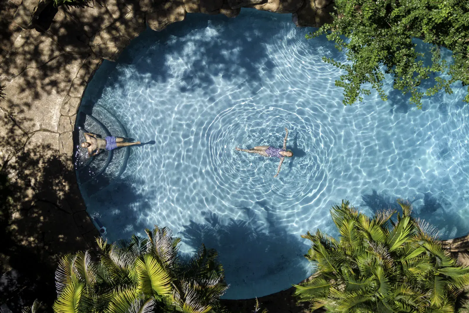Swimming pool at Chobe Game Lodge, seen from above