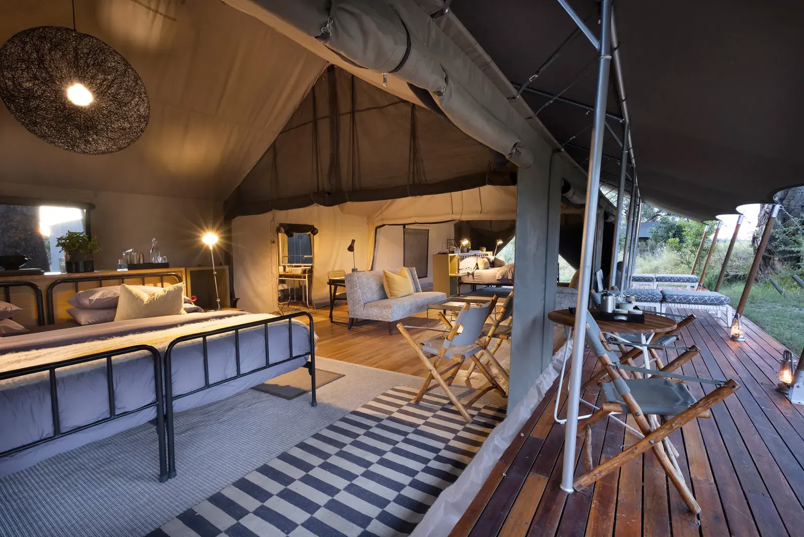 Family tent at Gomoti Plains Camp