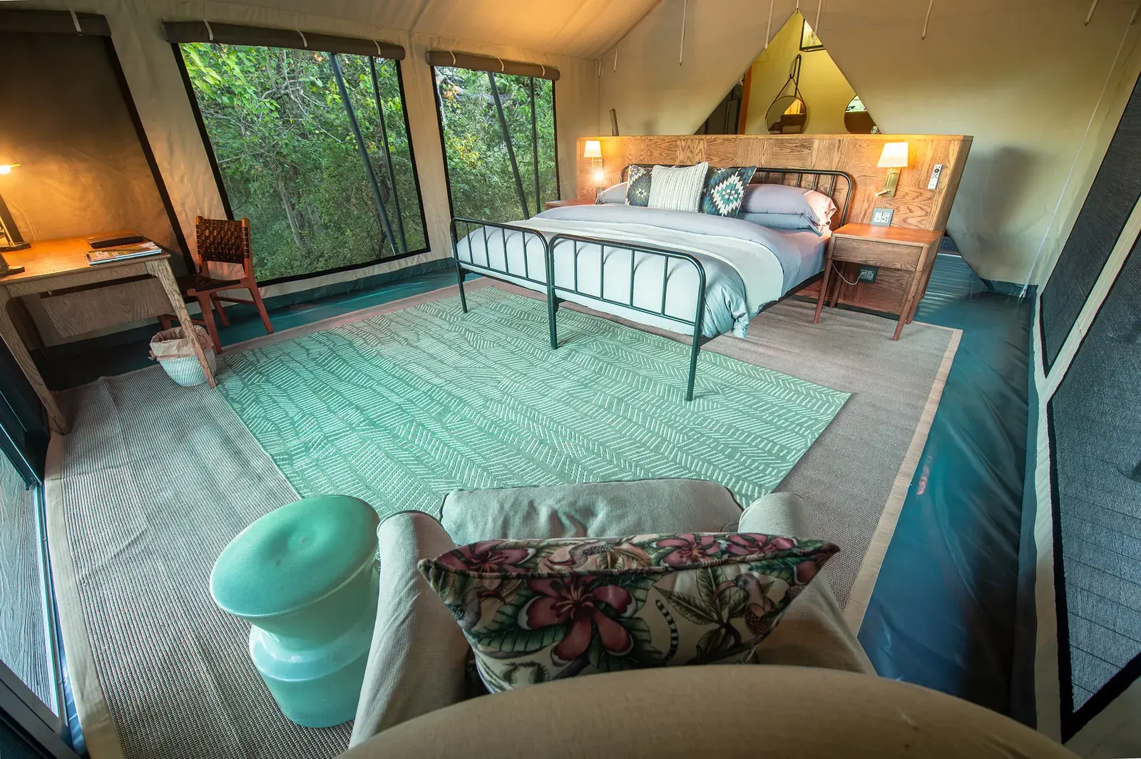 Tent interior at Machaba Camp