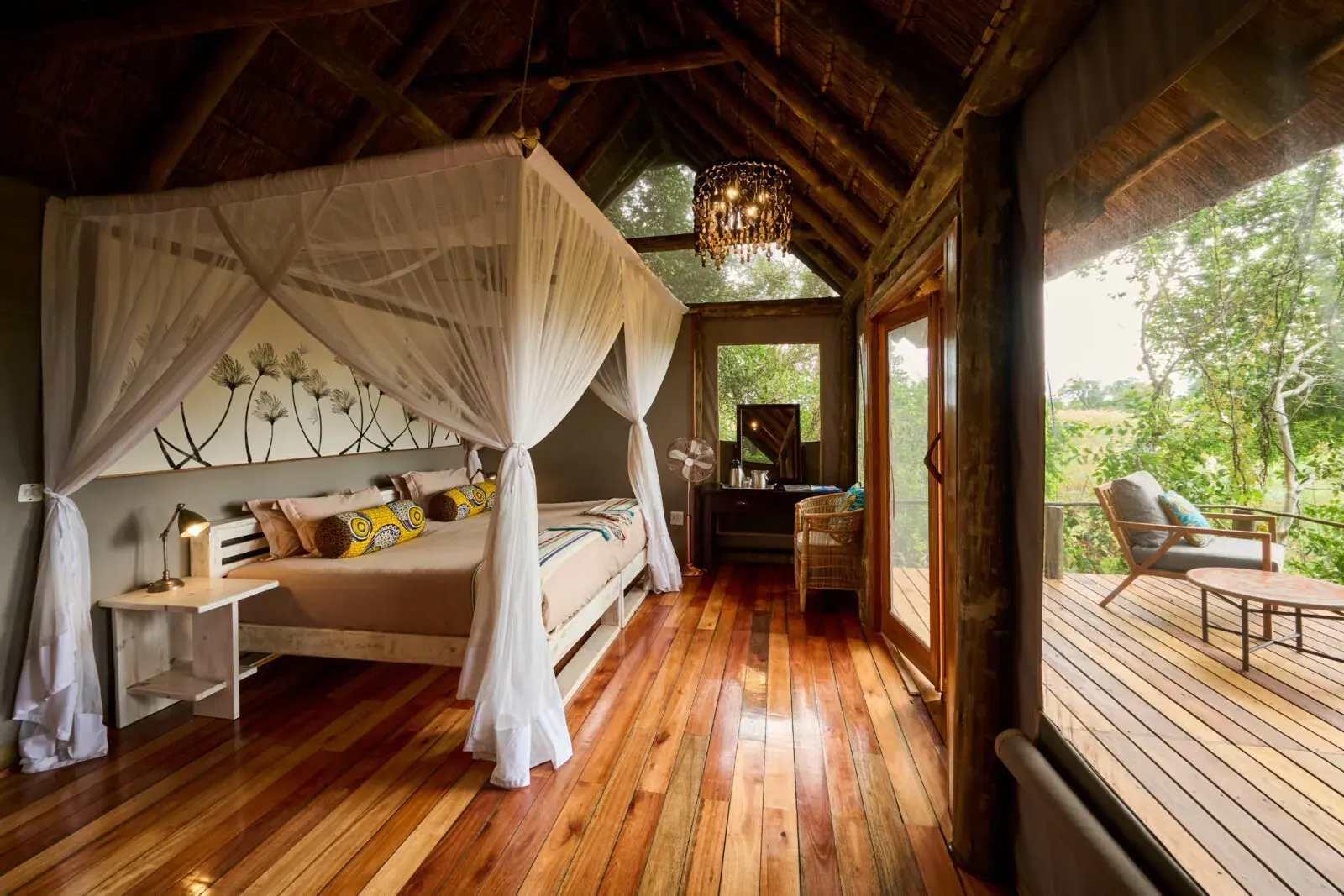 Chalet interior at Nxamaseri Island Lodge