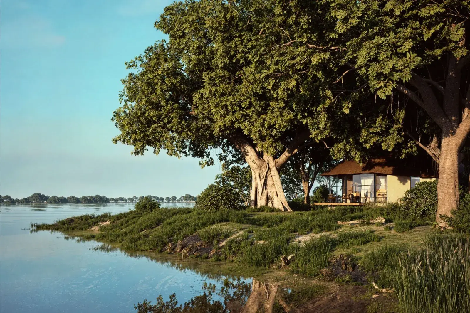 Artist's impression of the riverbank at Chobe Savanna Lodge