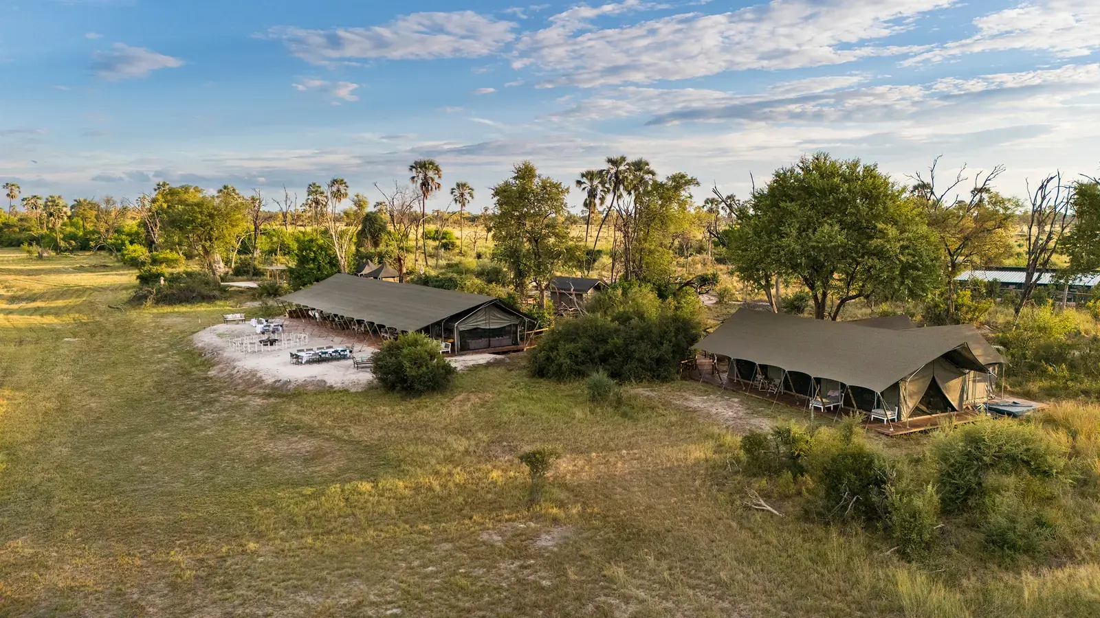 Aerial view of Gomoti Plains Camp